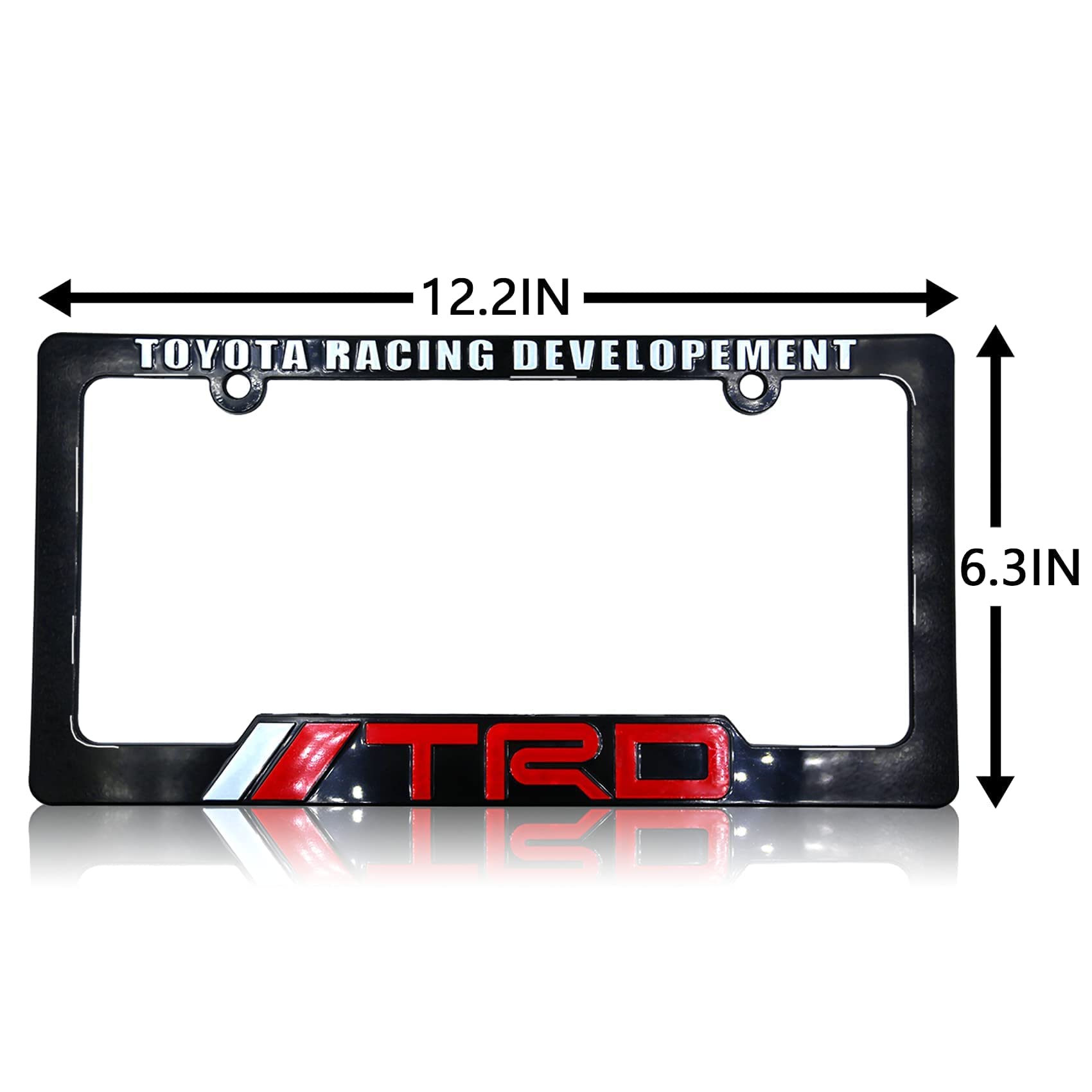 2Pcs TRD License Plate Frame for Toyota, Black Sports Style License
