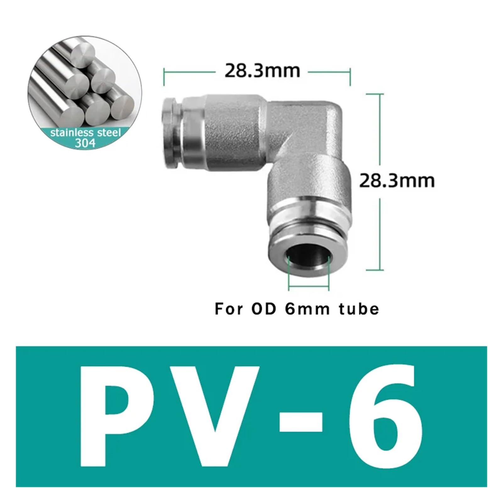 10 pezzi PU PV PE PY 304 acciaio inossidabile metallo pneumatico attacco rapido 4 6 8 10 12 mm raccordo tubo aria connettore(PV-6)