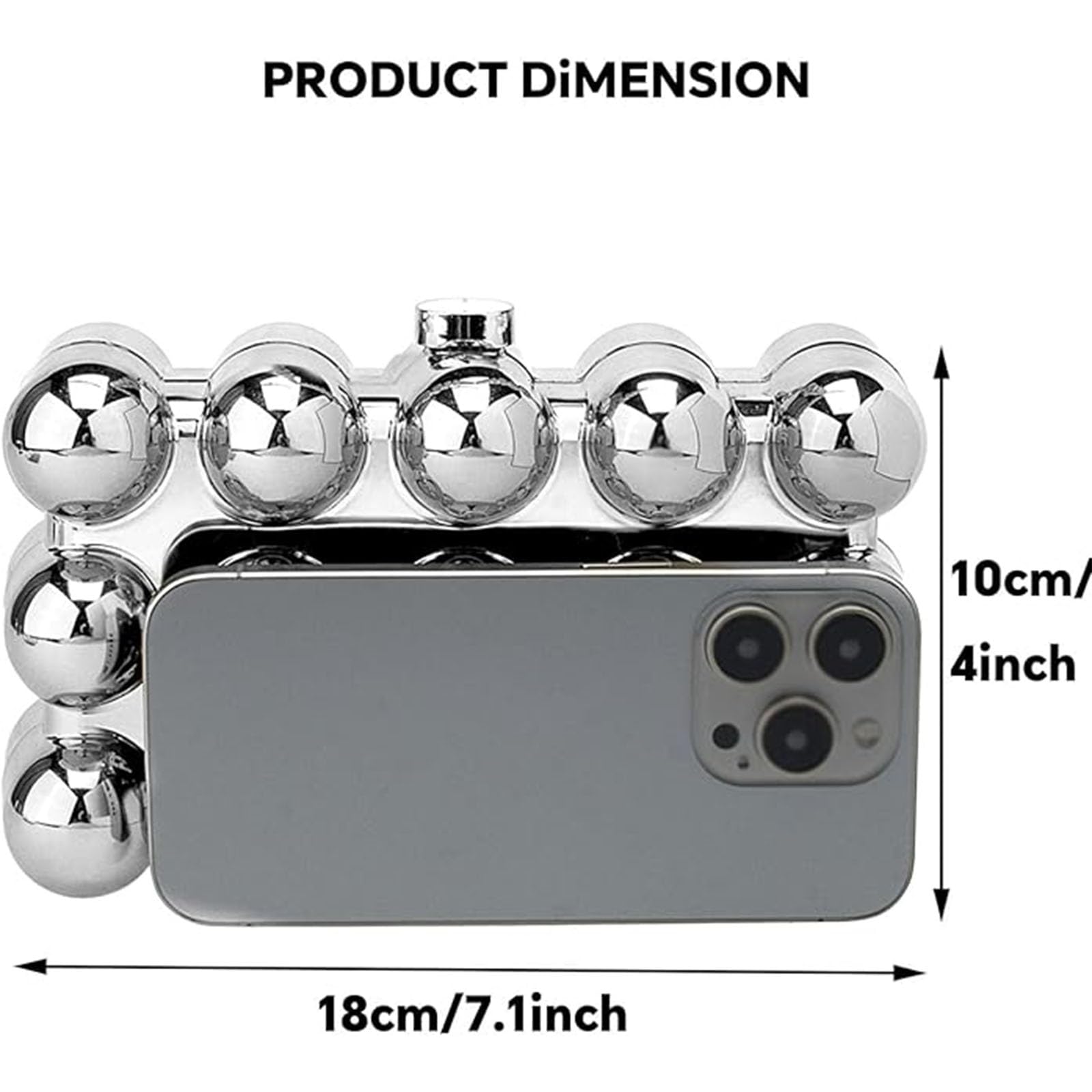 YYW Silver Acrylic Clutch Purse for Women Evening Crossbody Shoulder Beaded Bag for Wedding Party(Model one silver)