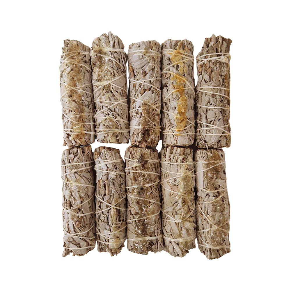 Smudge Stick, White Sage and Copal Resin 4", Pack of 10