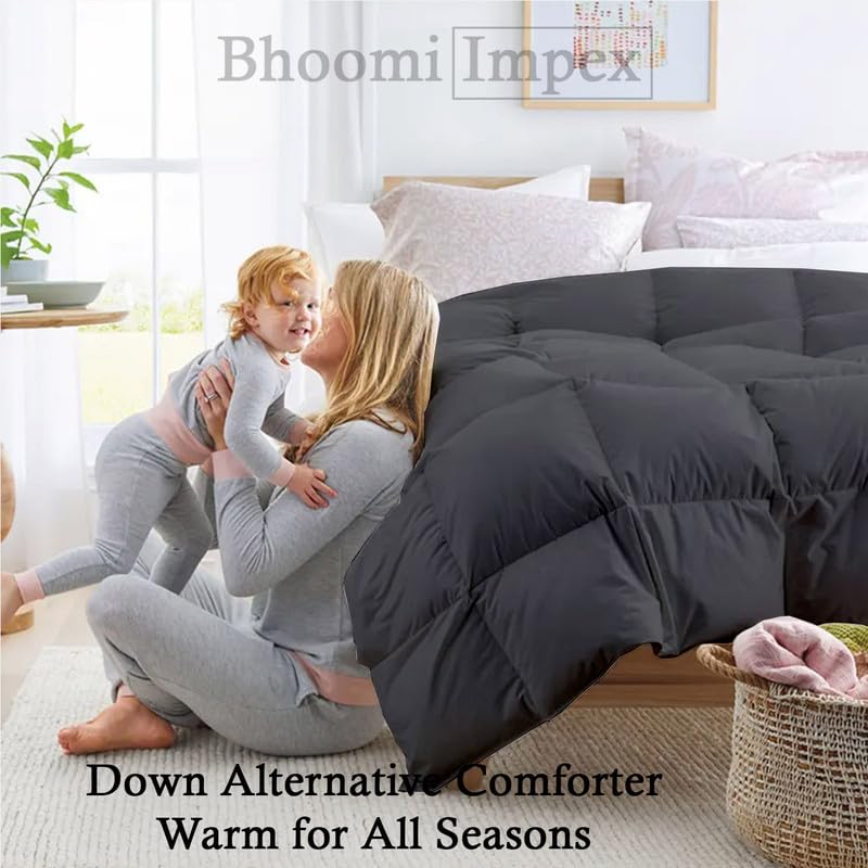 Image of Comforter for Single Bed - Soft and Warm Winter Comforter Single Bed Comforter Blanket | Ultra Soft & Light Weight - (300 GSM, Dark Grey)