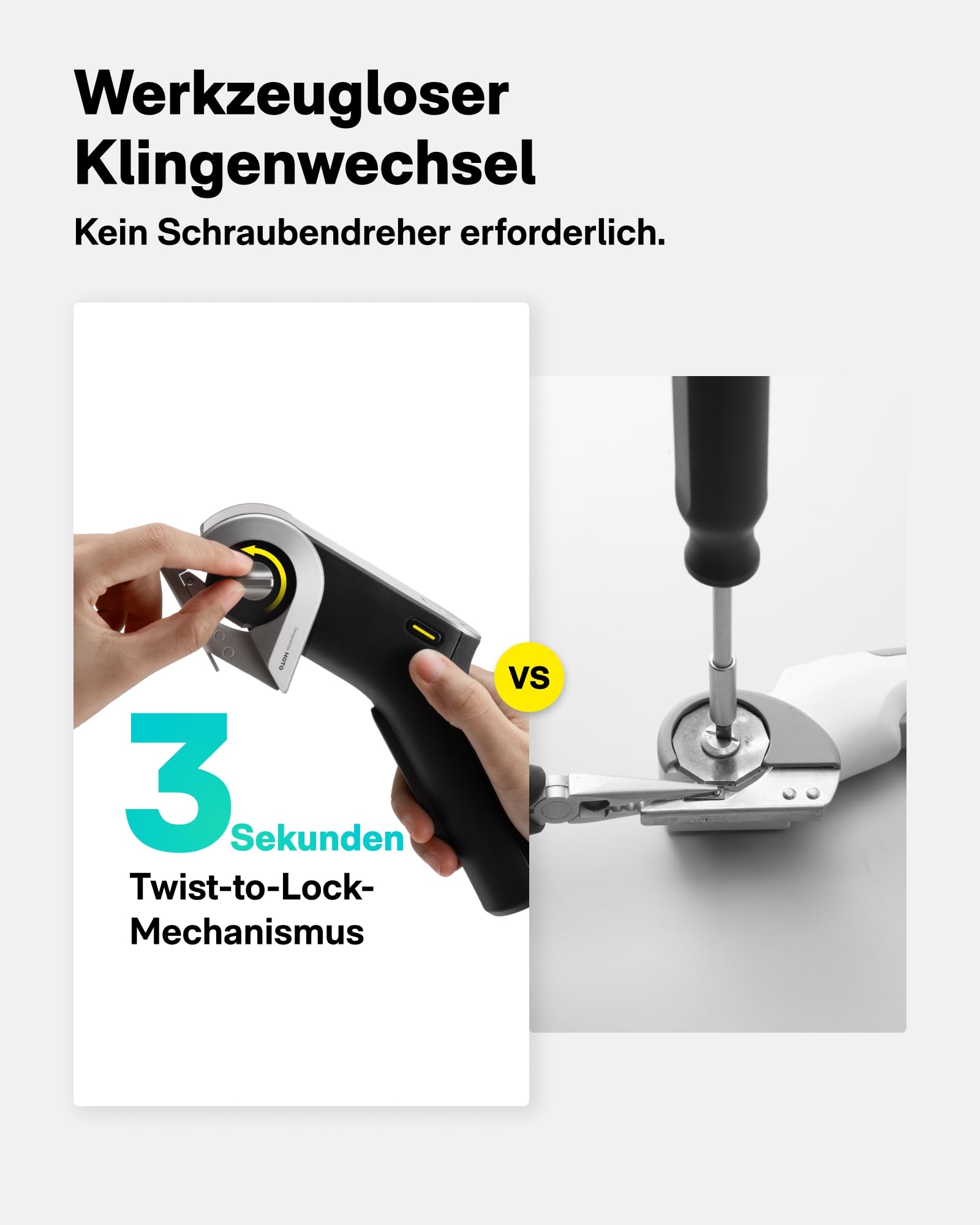 HOTO Kartonschneider Elektrisch mit Titanklinge & LED-Display, Selbstschleifend & Sicherheitsverriegelung Elektrischer Kartonschneider, EdgeFlow-Elektrische Schere für Karton, Teppich, Leder, Stoffe