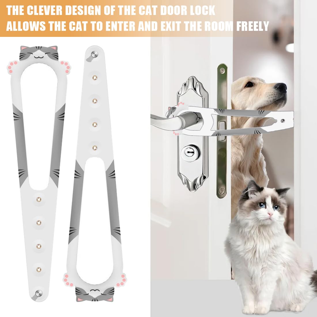 NHQZ 2 Pezzi Fermo Porta Per Cani,Chiusura Porta Gatto,Serratura Porta Staffa Alternative Chiusura Di Sicurezza Per Bambini Serratura Porta Animali Per Far Entrare i Gatti