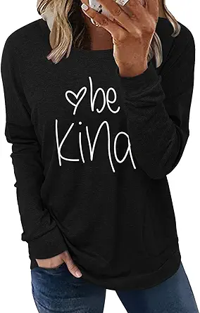 ONLYSHE Womens Crewneck Sweatshirt Casual Loose Fitting Tops Long Sleeve T Shirt