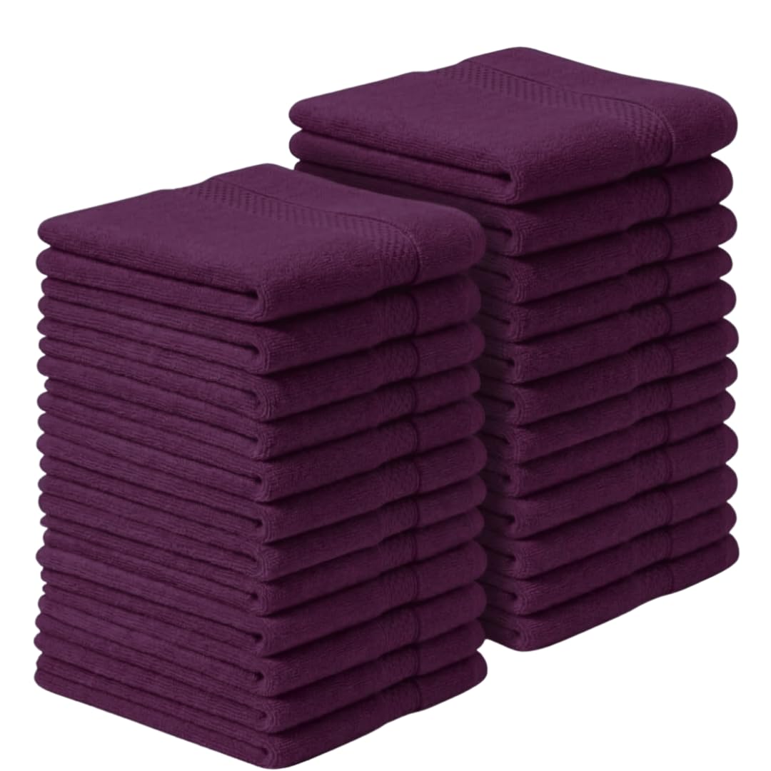 Diamond Tex Premium flannels/Washcloths 100% Cotton face cloth (30x30 cm 600 GSM) – Soft Flannel Face cloth, (Blue Lagoon, Pack of 2,4,6,8,12,24,36,48) (2, Purple)