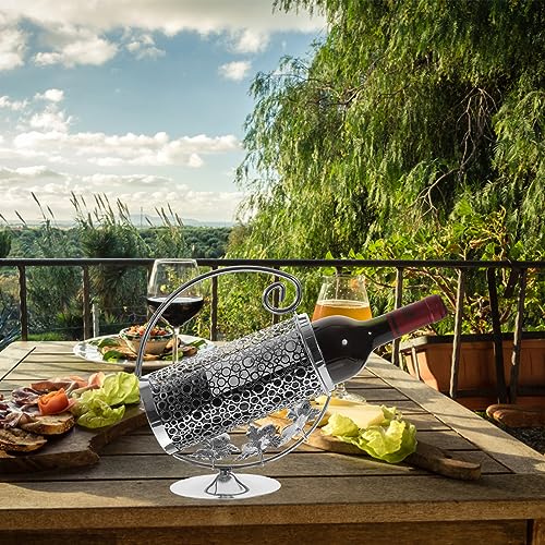 Soporte metálico para botella de vino color plata miniatura 2