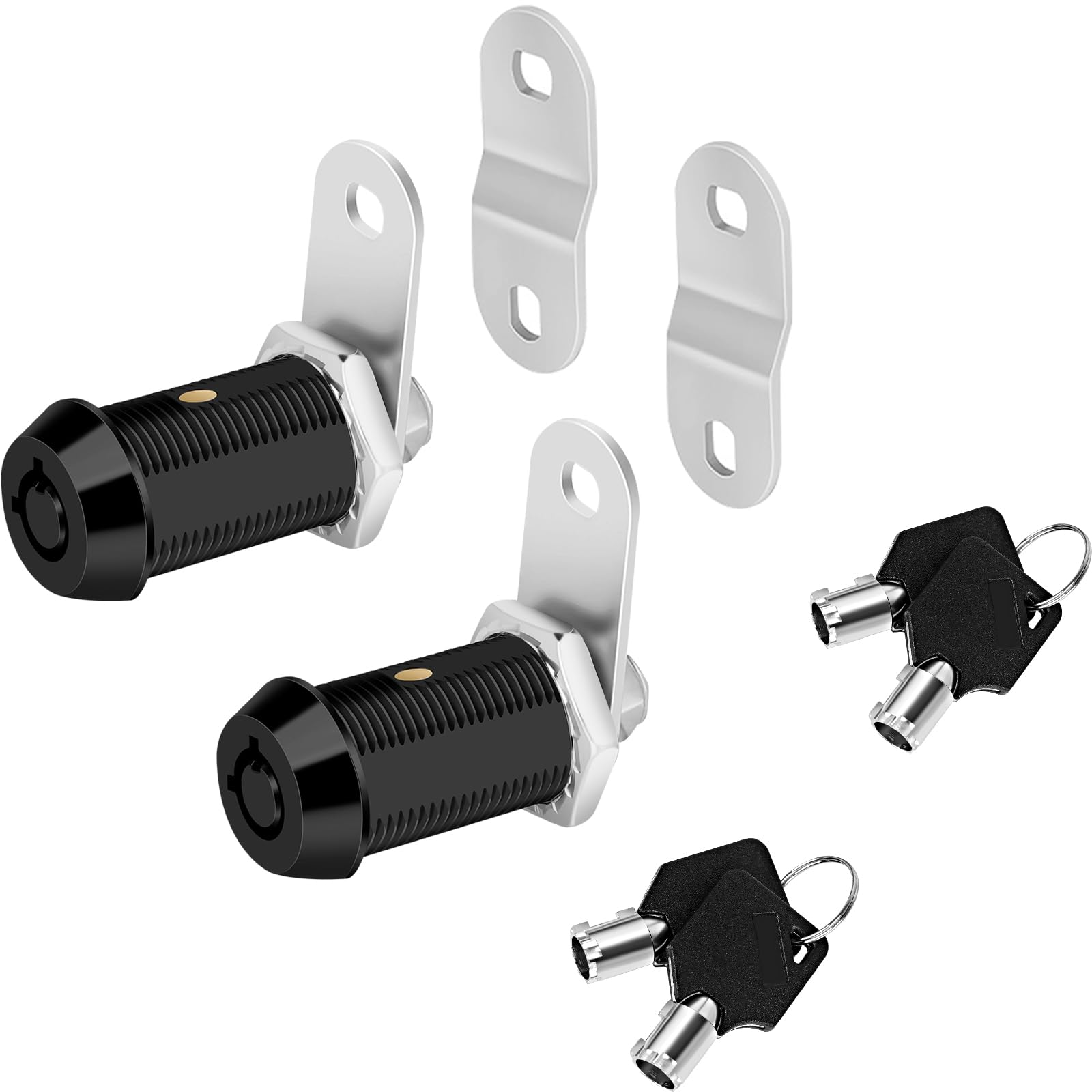 Sissinda RV Storage Locks, Keyed Alike, 1-1/8' Fits 7/8' Max Door Thickness, Camper Trailer Cabinet Locks (Black 1-1/8 Inch 2Pack)