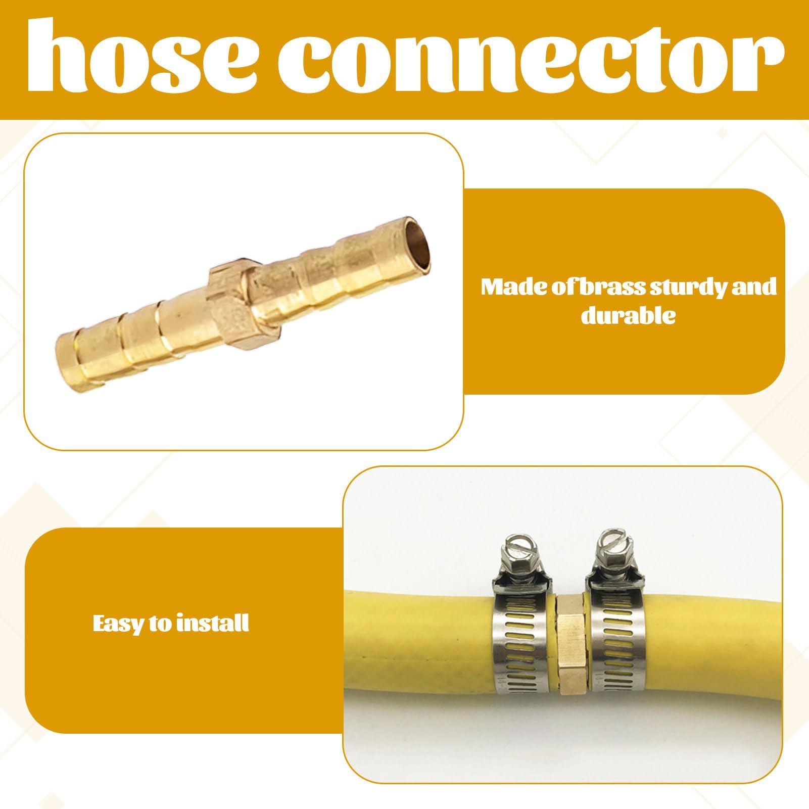 12 PCS Brass Barb Hose Fittings,6mm 8mm 10mm Air Line Connectors,2 Way Straight Hose Barb Fittings,Straight Connector Coupler for Air Pipe Air Line Fuel Line Fuel Line Water Pipe - Image 3