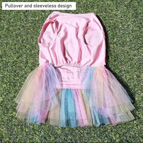 Ropa para mascotas gatos y perros pequeños ANIAC chaleco con falda de princesa rosa 4