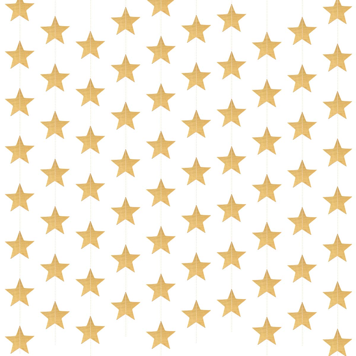 CABAX 26 Feet Length Glitter Star Paper Garland Banner Hanging Decoration for Graduation Class of Congrats Grad Wedding Birthday Festival Party Decoration, Gold