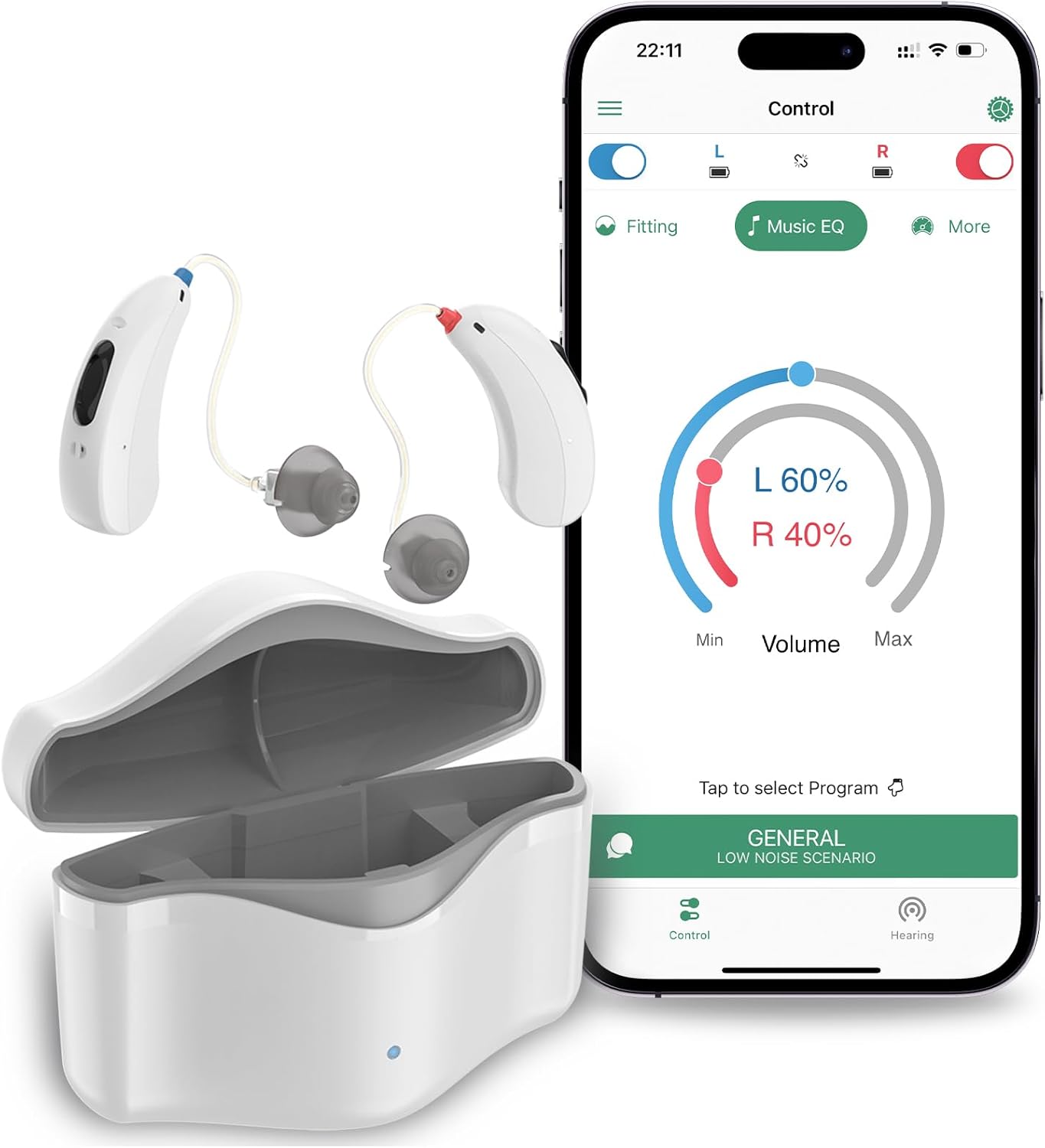 Hearing Aids for Seniors Rechargeable, RIC 16 Channel Hearing Aid with Bluetooth for Adults, Senior Hearing Aids with Smart Noise Cancellation, Digital Hearing Aid Device with APP Control, White Off White