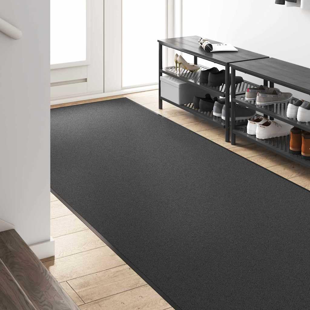 Alfombra para puerta, antracita y negro, 120 x 250 cm, de PVC 100 % poliamida, alfombrilla de retención de suciedad, alfombrilla rectangular para interiores y exteriores, con diseño moderno y