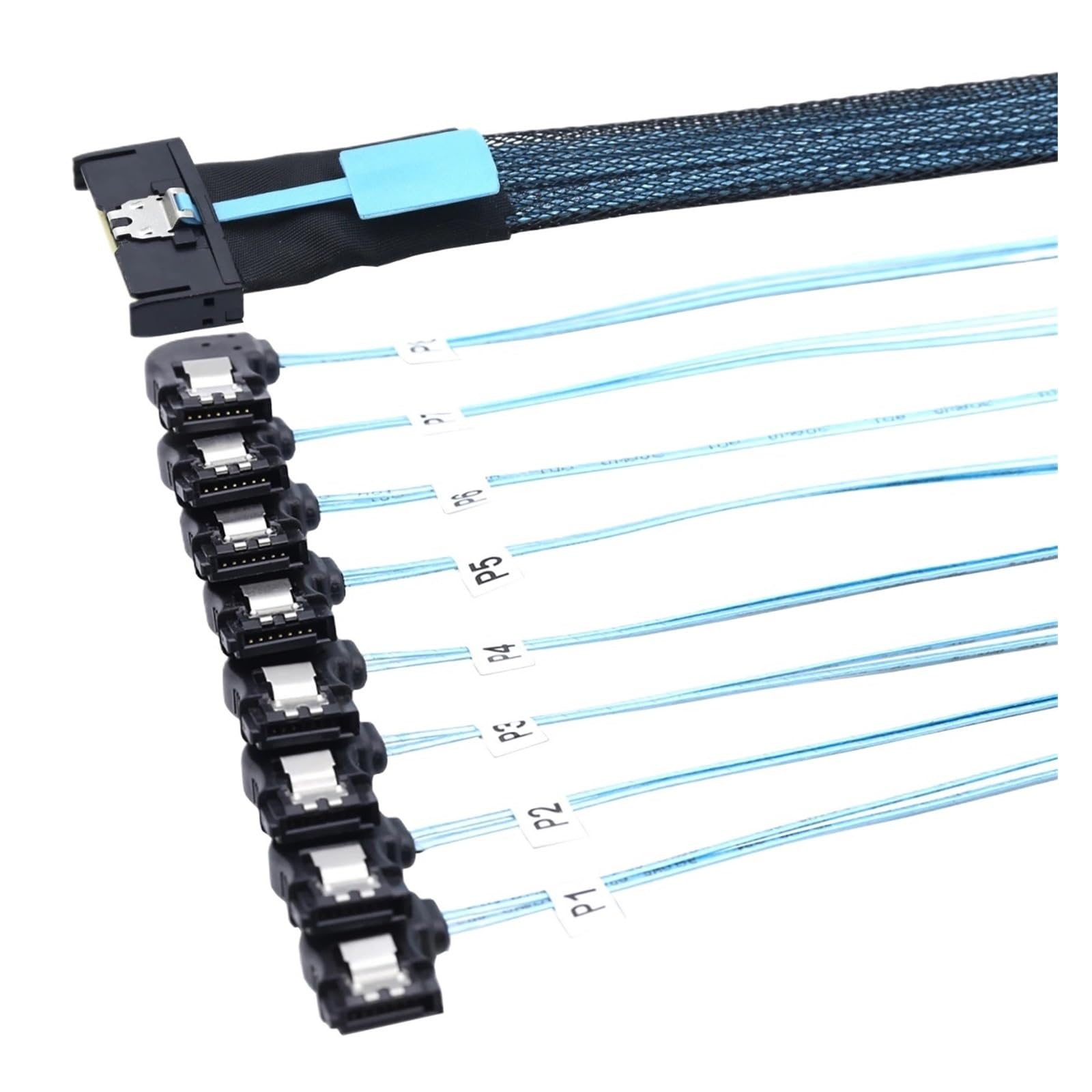 ZHANGLH MCIO 74P 8X 8I S*A*S SFF-8654 8i PCI-E Ultraport Slimline 5.0 a 8X SATA 7P Cable hembra en ángulo izquierdo