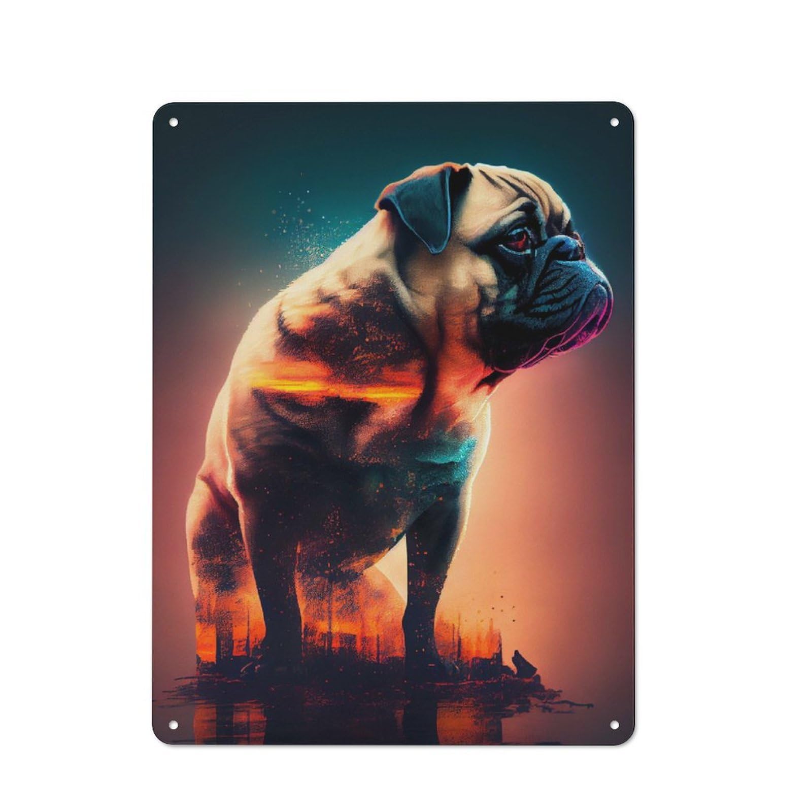 Junmoney Pug Dog Tin Wall Plaque 40X30cm With For Man Cave Or Games Room, A New Home Present For Leisure-Room Decor Enthusiasts