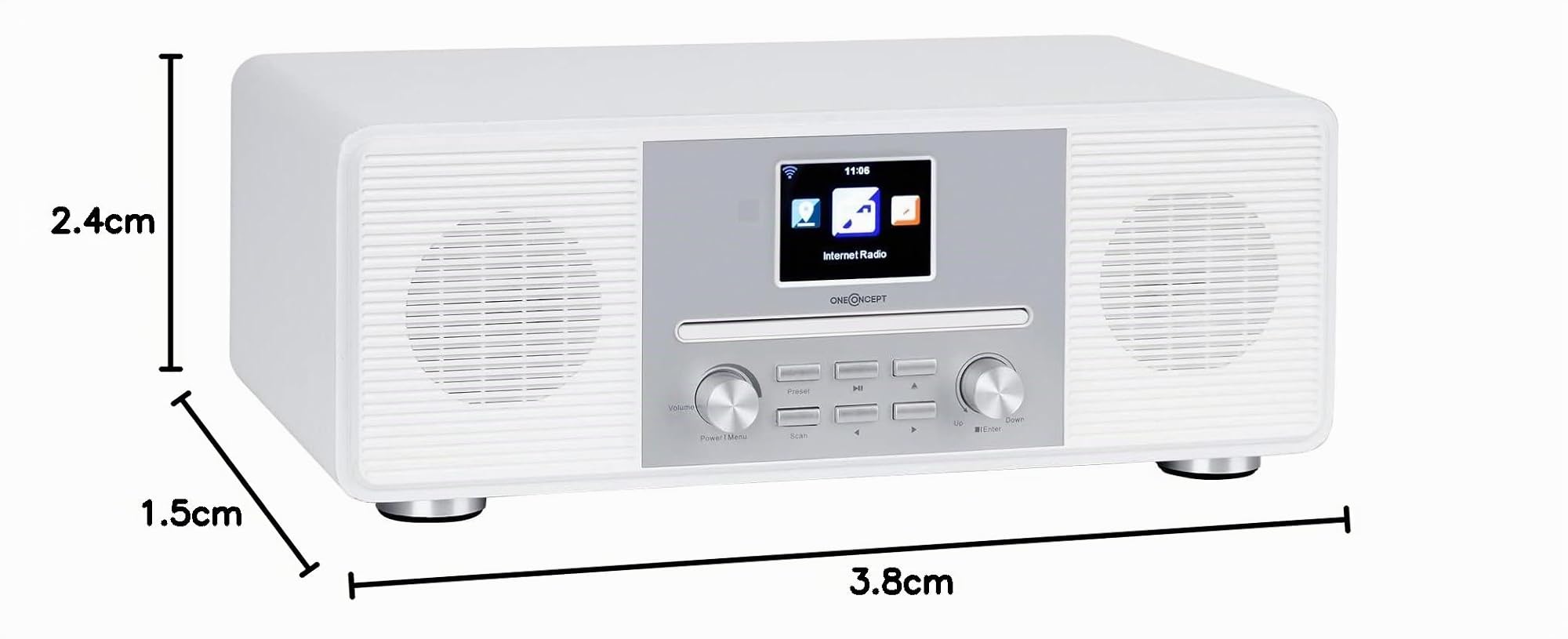 Oneconcept Radio Portable CD, Chaine HiFi, Poste Radio Numérique Dab/Dab+/FM et Streaming, Radio Portables Stéréo, Écran HCC, Radio FM, MP3, AUX, Alarme de Réveil, Télécommande, Alimentée au Secteur