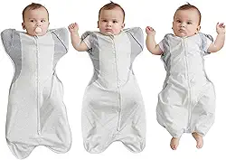 Swaddle Transition Baby 3-6 meses 5,4-8,2 kg, saco de dormir com braços para dentro/fora com zíper bidirecional, tecido absorvente de umidade, melhora o sono e ajuste confortável ajuda a acalmar o