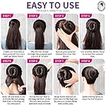 Teenitor Donut Hair Bun Maker Set - 7 Rings (1 Extra-Large, 2 Large, 2 Medium, 2 Small), 5 Elastic Bands, 20 Hair Pins, Dark Brown - Image 2