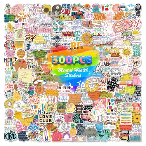 Image of 300PCS Inspirational Stickers for Water Bottles & Laptop, Aesthetic Positive Quote Vinyl Decals, Waterproof Motivational Stickers for Teens Adults, Journals, Scrapbook, Skateboard, Gift