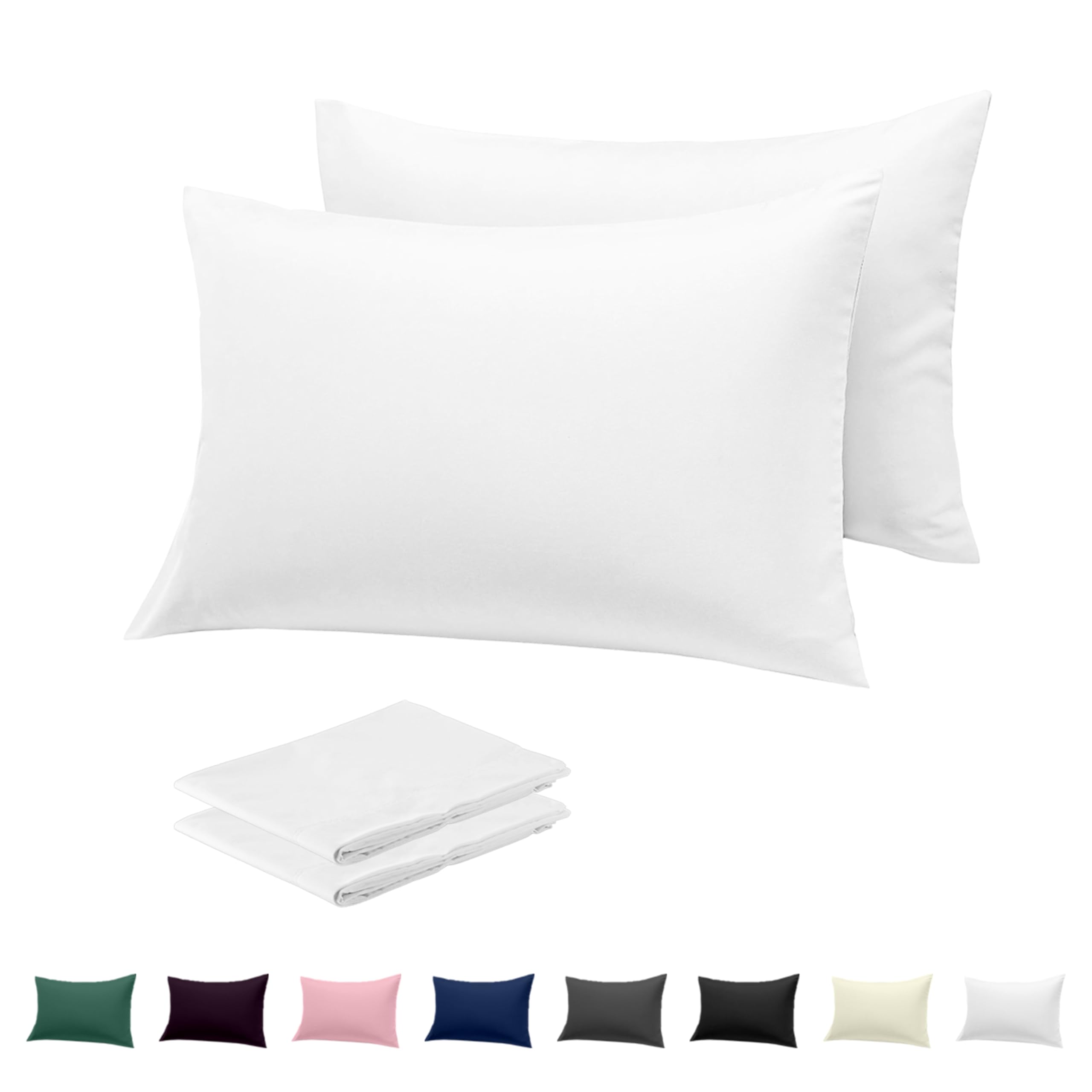 Rohi White Pillow Cases 2 Pack 100% Microfibre Pillowcases – Envelope Closure Standard Size 50 X 75 Cm Pillow Covers – Ultra Soft, Hypoallergenic & Durable Pillow Cases ( – 50 X 75 Cm)