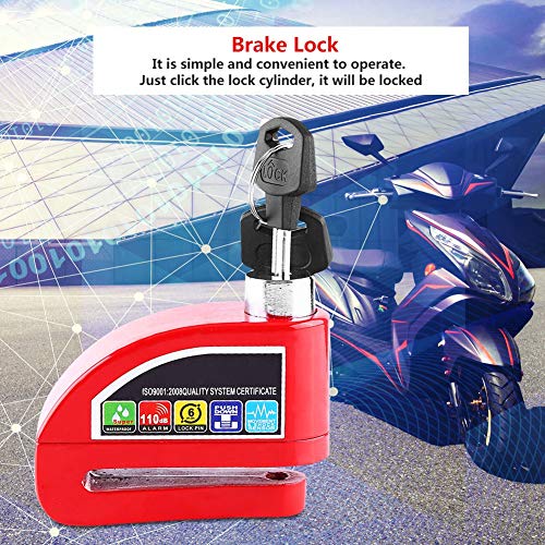 image for Qiilu Alarm Disc Lock, Anti-theft Motorcycle Disc Brake Lock, Security