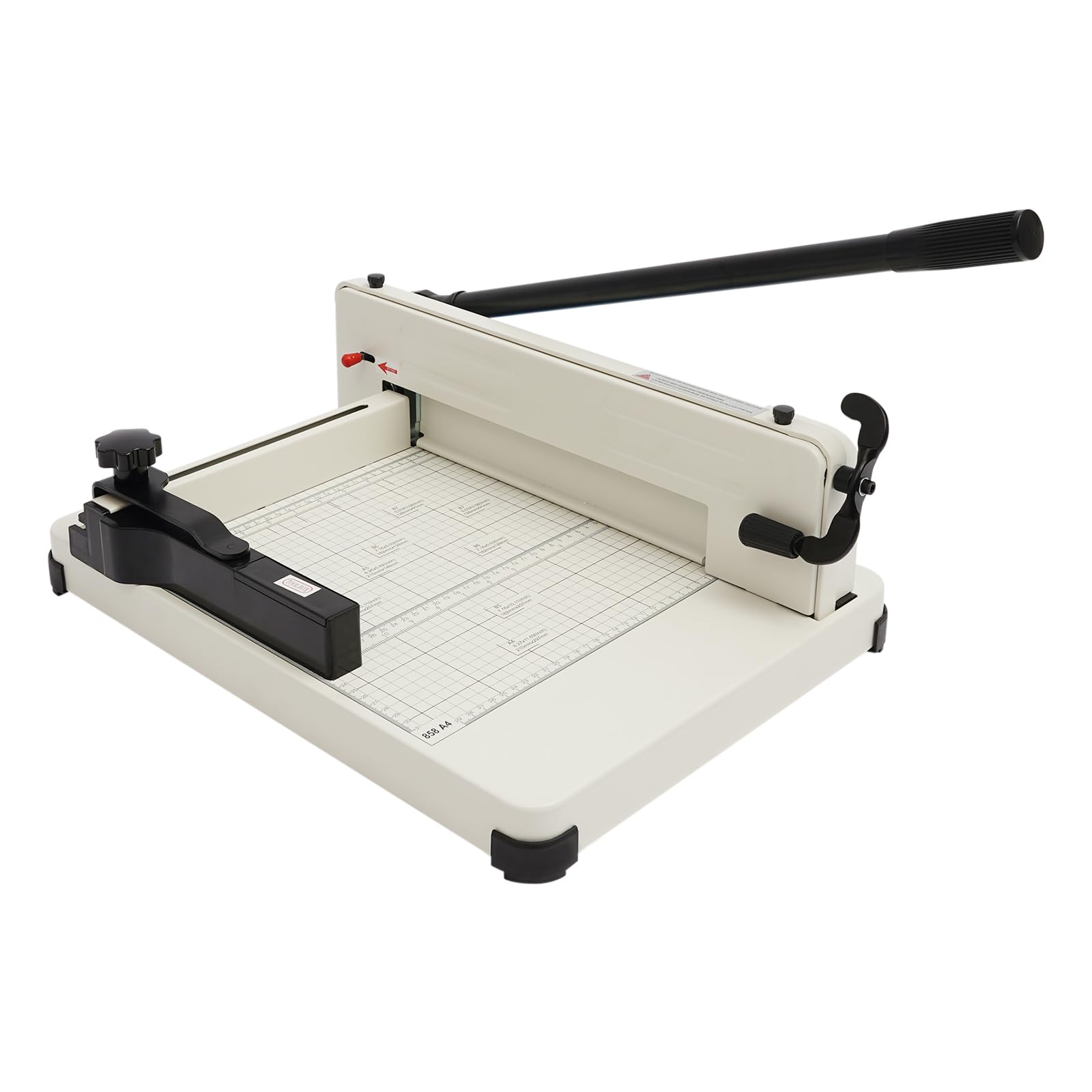Taglierina a leva A4, 70 x 39 x 33,5 cm, per fino a 400 fogli (beige) | Tagliacarte in acciaio ad alte prestazioni con scala di misurazione, guida carta e pressa per carta, 31,5 c