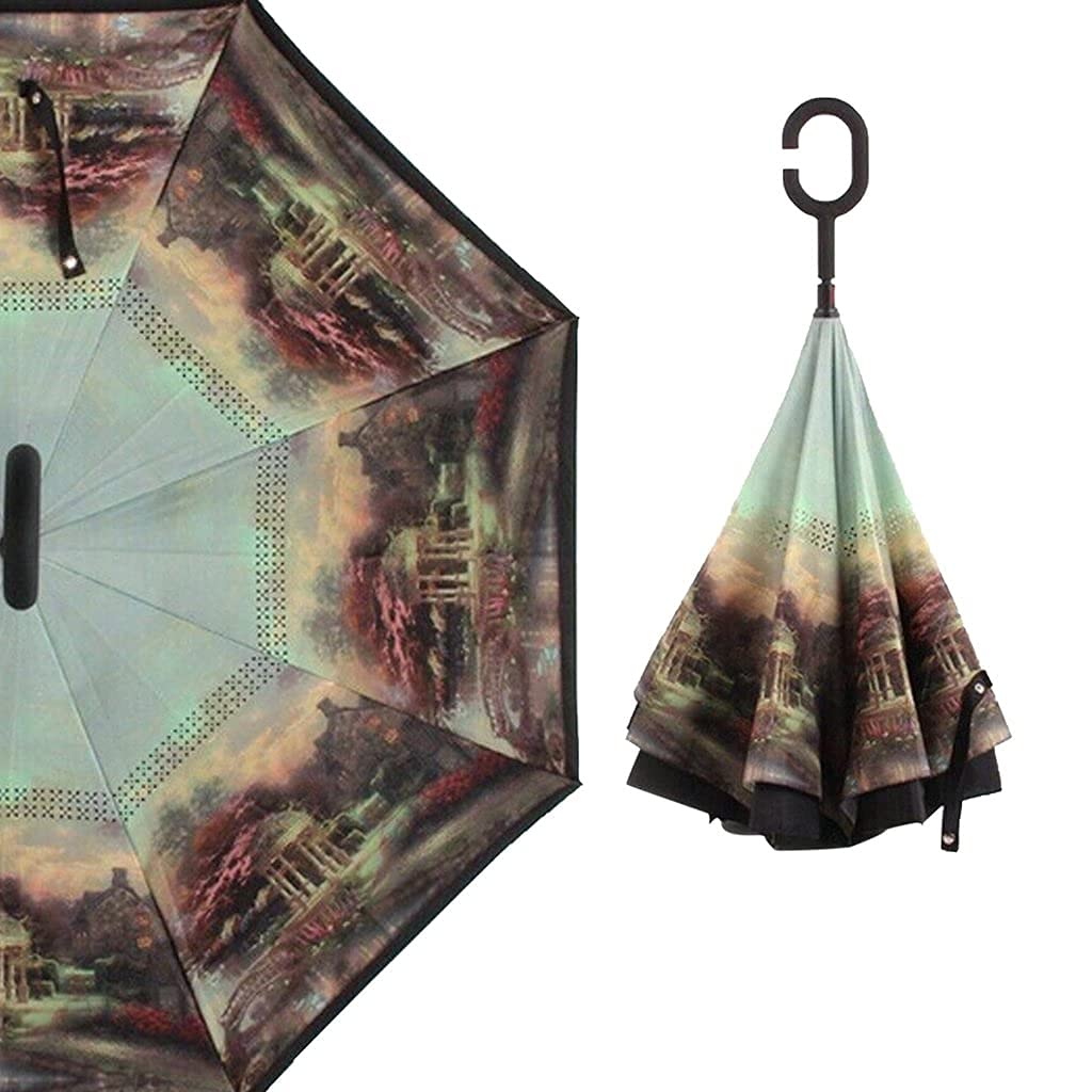Gambit Travel Windproof Compact Folding Reverse Nylon Umbrella (Multicolour)