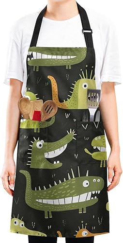 Miniatura 9 de RPLIFE Delantal colorido con babero de gato con estrellas, delantales de lona con bolsillos, bolsillos impermeables para delantal, delantal de