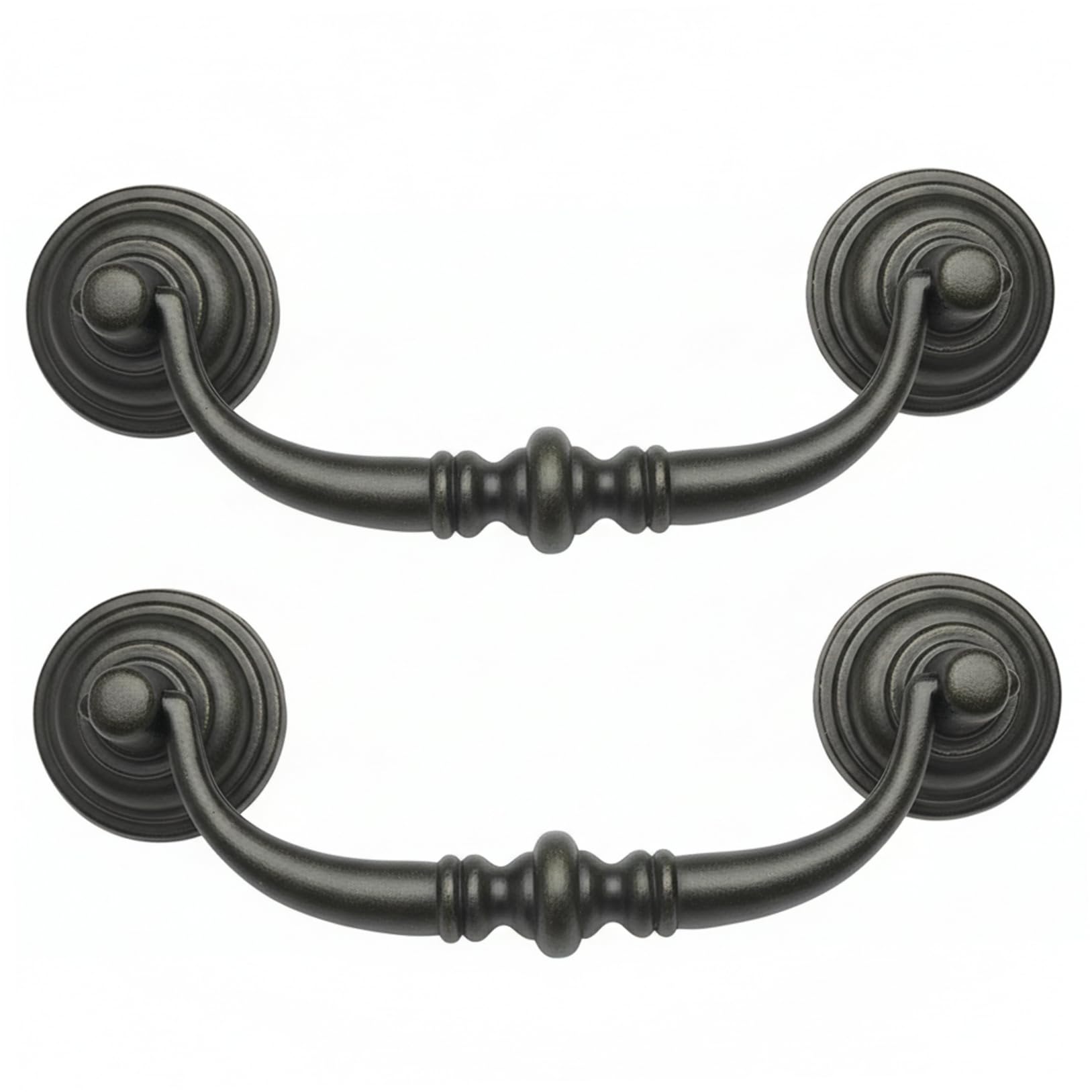 Dagllgew Black 2Pcs Antique Drawer Pulls, 4 Inch Cabinet Handle With Adjustable Hole Centers Vintage Zinc Alloy Pulls For Cabinet Door And Dresser Drawer, Pull Handle