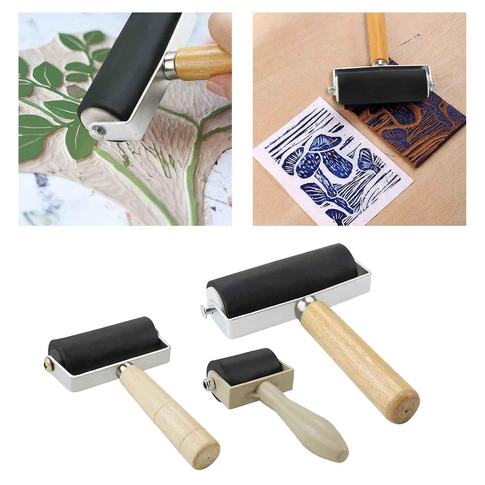 3 Set 3 Stück Druckwalze Druckherstellung Holzgriff für geschnitzte Oberflächen Tapeten