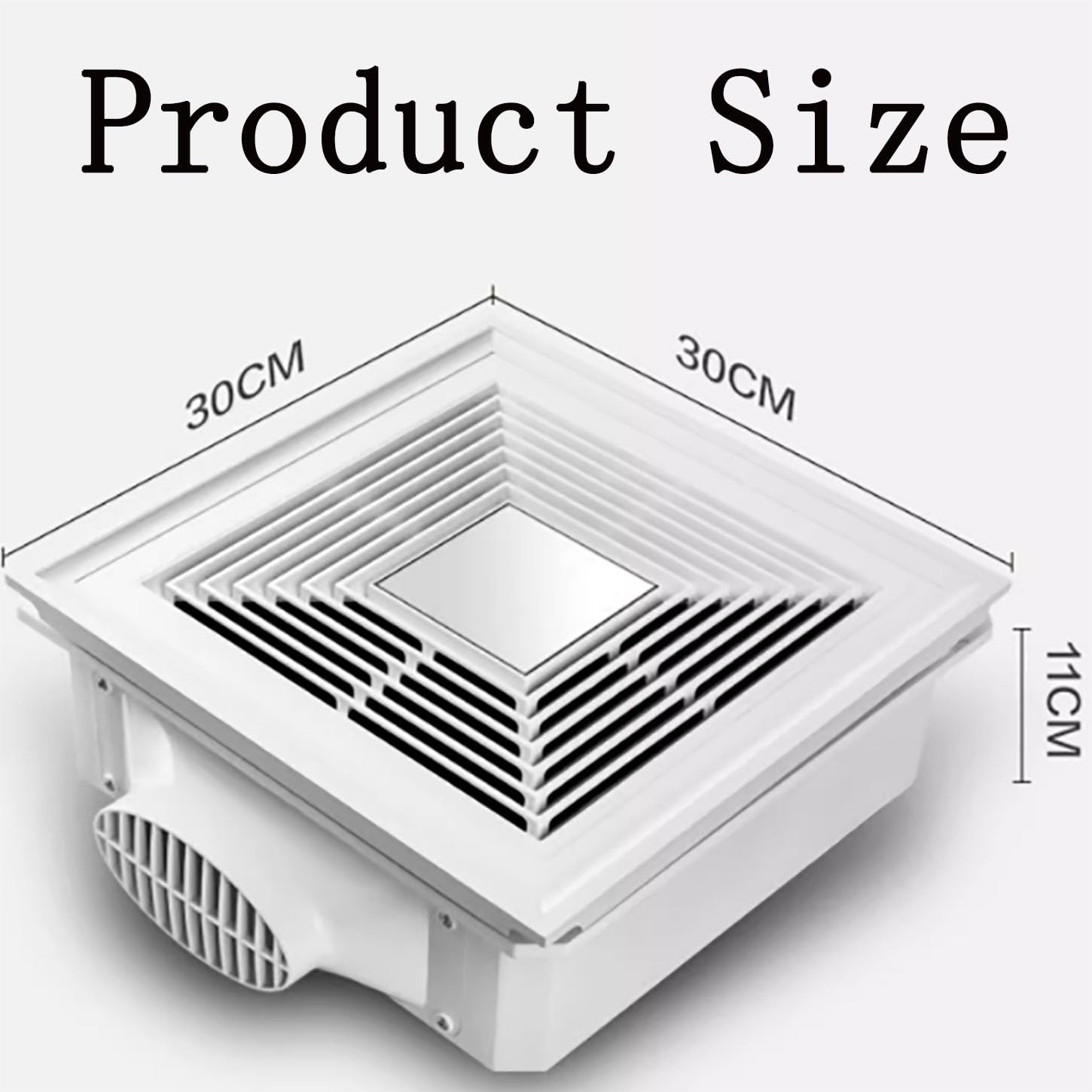 Extractor De Aire 300 * 300Mm,Extractor Baño Silencioso con Válvula Antirretorno,Extractor Cocina para Techo,Ventilador Extractor 320M³/Hora,Panel ABS