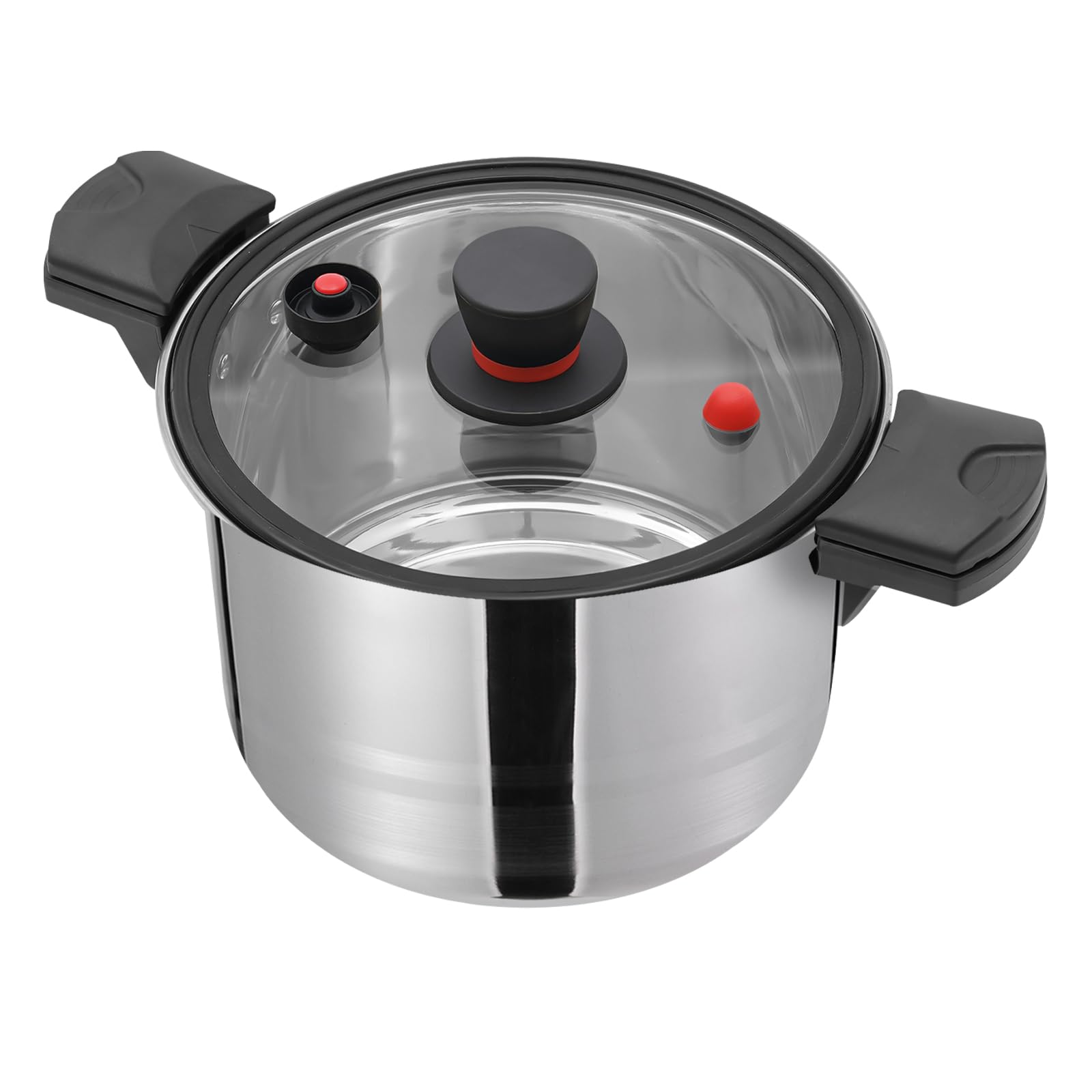 3.69 Qt Stainless Steel Pressure Cooker - 80KPA, 6 Safety Systems, For Gas & Induction Stoves (Soups, Stews, Meat)