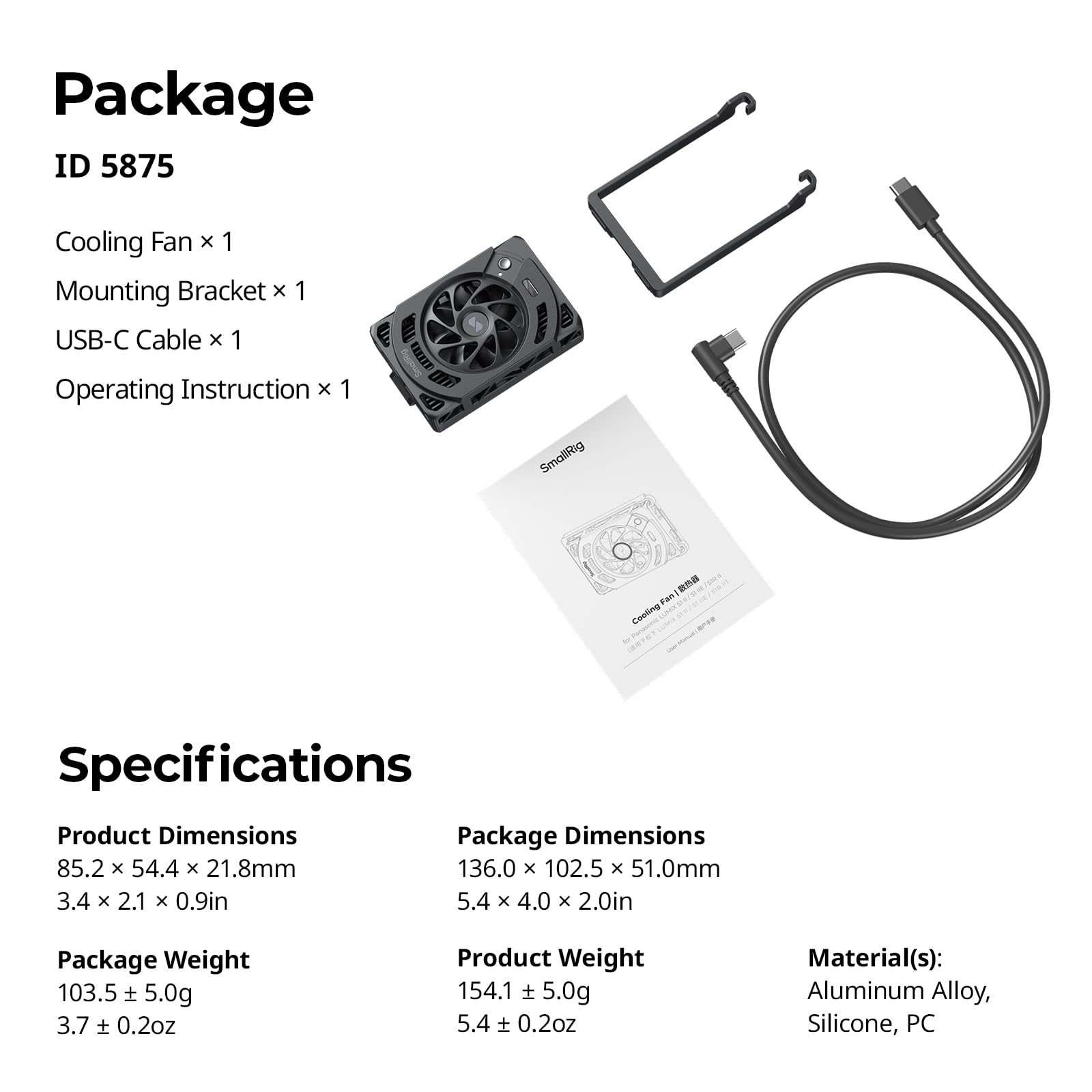 SMALLRIG Ventola di Raffreddamento per Panasonic LUMIX S1 II / S1 IIE / S1R II, Sistema di Raffreddamento con Doppia Velocità, Design a Innesto, Modulo di Raffreddamento TEC - 5875