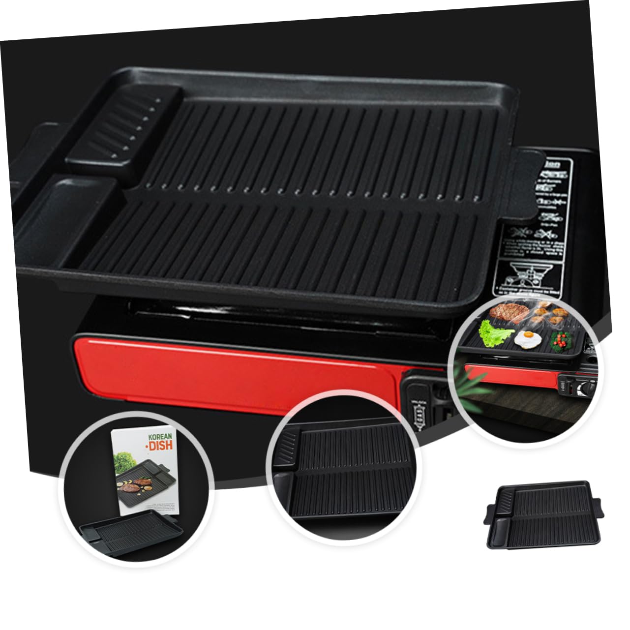 UKCOCO Sartén para Asar Rectangular De Herramienta para Barbacoa Al Aire para Asados Caseros Revestimiento Antiadherente Tipo Mármol