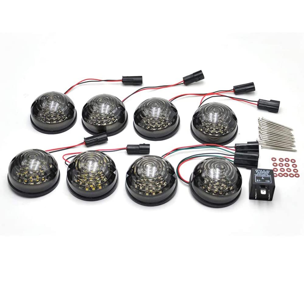 Baceyong Kit di aggiornamento luci LED Defender 8x, dimensioni standard, luce laterale anteriore ambra, luce posteriore con indicatore di direzione, compatibile con Land Rover Defender 1990-2016