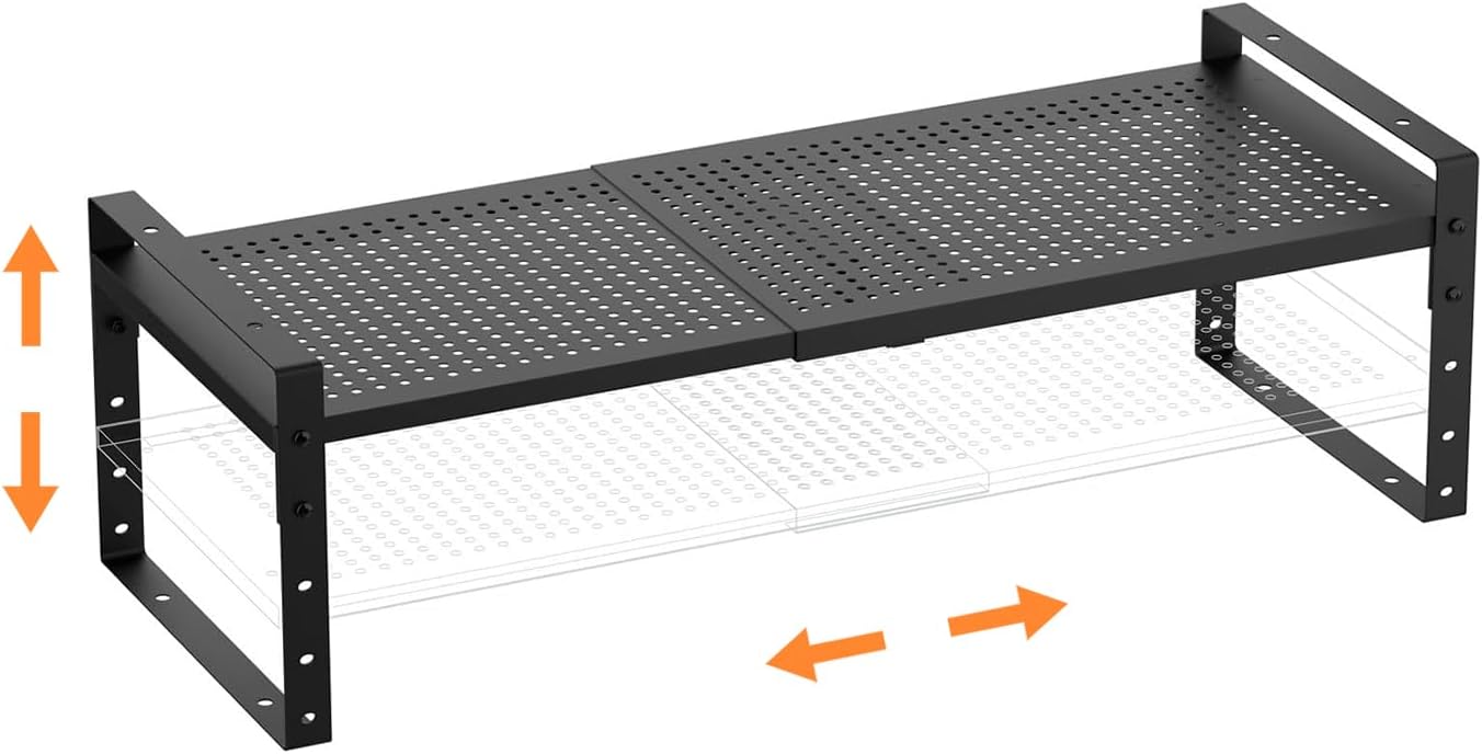 Multi-Functional Metal Shoe Rack,Expandable Adjustable Stackable Kitchen Organizer,Metal Shelf risers for cabinets, Kitchens and Closet, Bathroom(1Pack/White/Large)