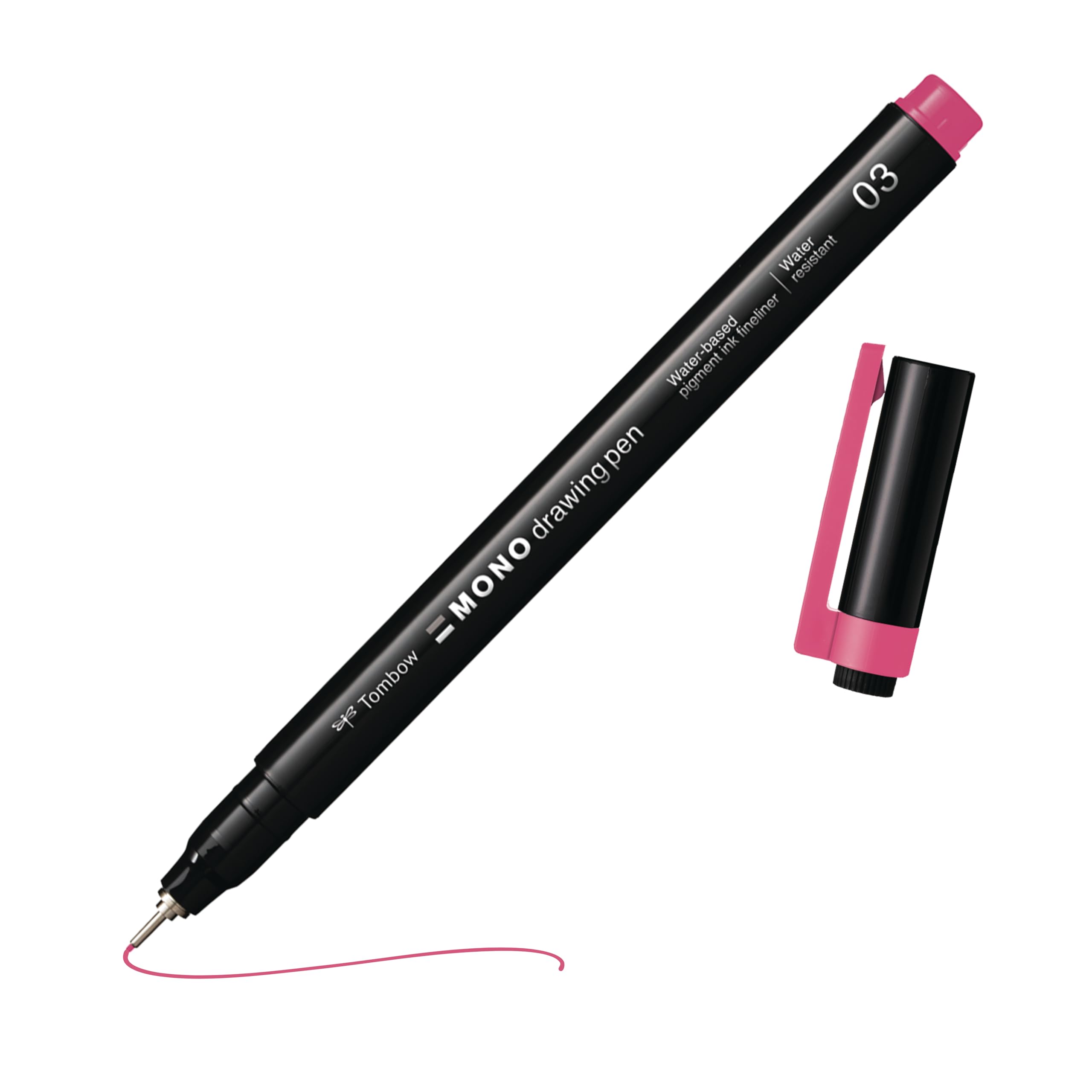 Tombow MONO drawing pen fineliner pink, drawing pen, water-resistant pigment ink, 0.3 mm tip, for sketches and technical drawings [WS-EFL22-03]