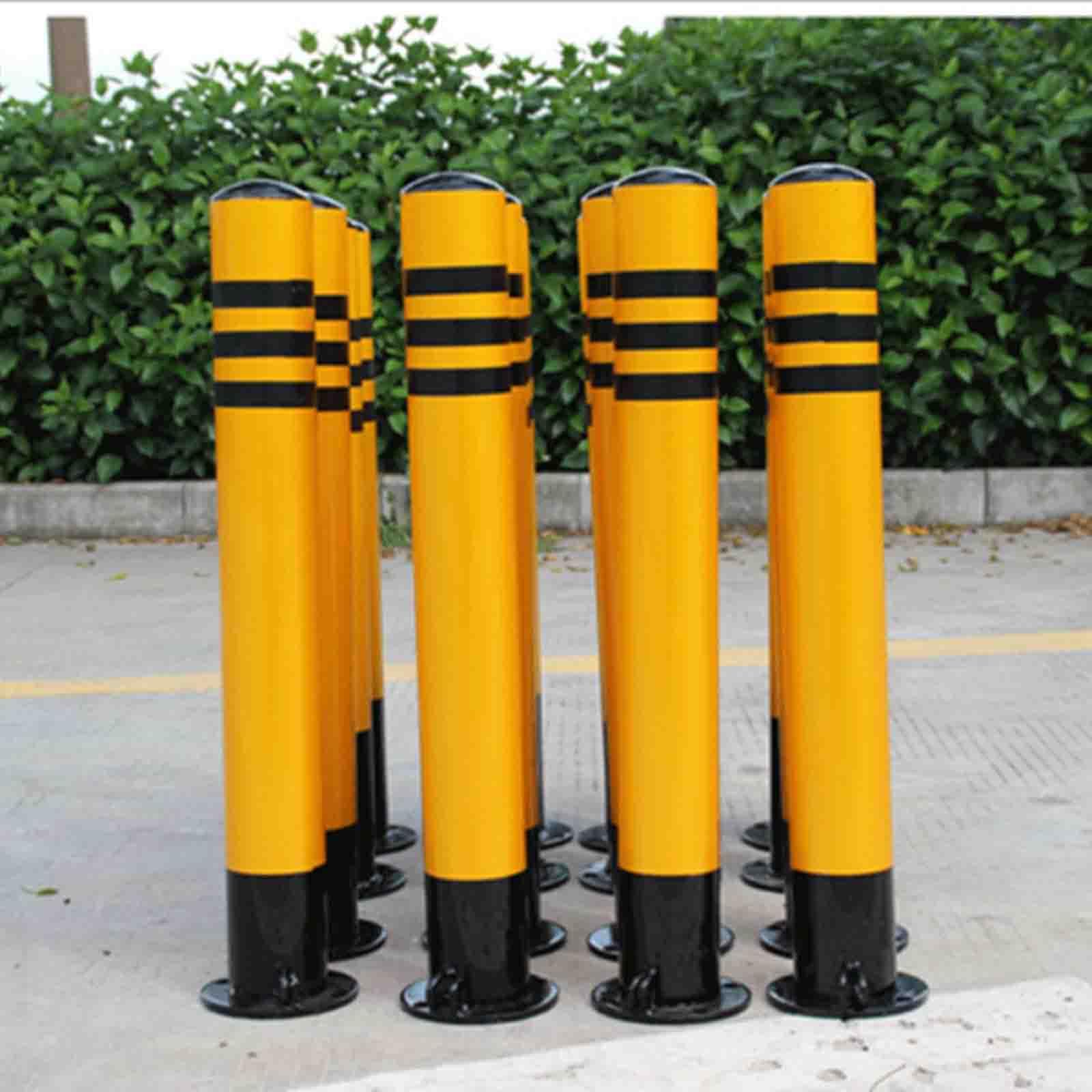 Bolardos de seguridad para estacionamiento, bolardos de barandilla móviles/fijos para control de multitudes/control de carril, bolardos reflectantes para tráfico pesado, 001, paquete de 3