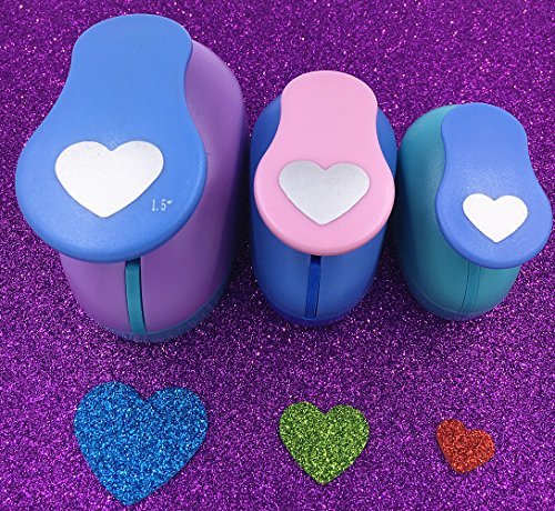 TECH-P Creative Life 3 PCS (1.5",1",5/8") Heart Shape Craft Punch Scrapbook Paper Cutter Eva Foam Hole Punches Valentines Gift Set