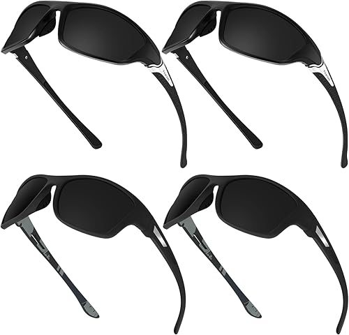 TOODOO 4 pares de lentes de sol polarizados para hombre con protección UV, gafas de conducción deportivas para actividades al aire libre