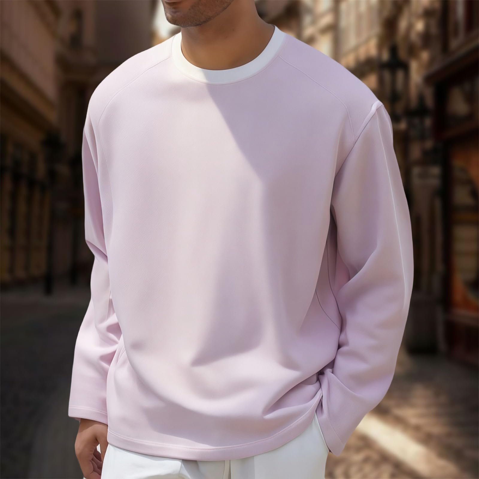 Ropa De Verano Hombre Camiseta Manga Larga para Hombre, Cuello, Versátil, Informal, Sin Capucha, Primavera Y Otoño Esmoquin Mujer Proteccion Solar Gimnasio Deporte Deportiva Oversized