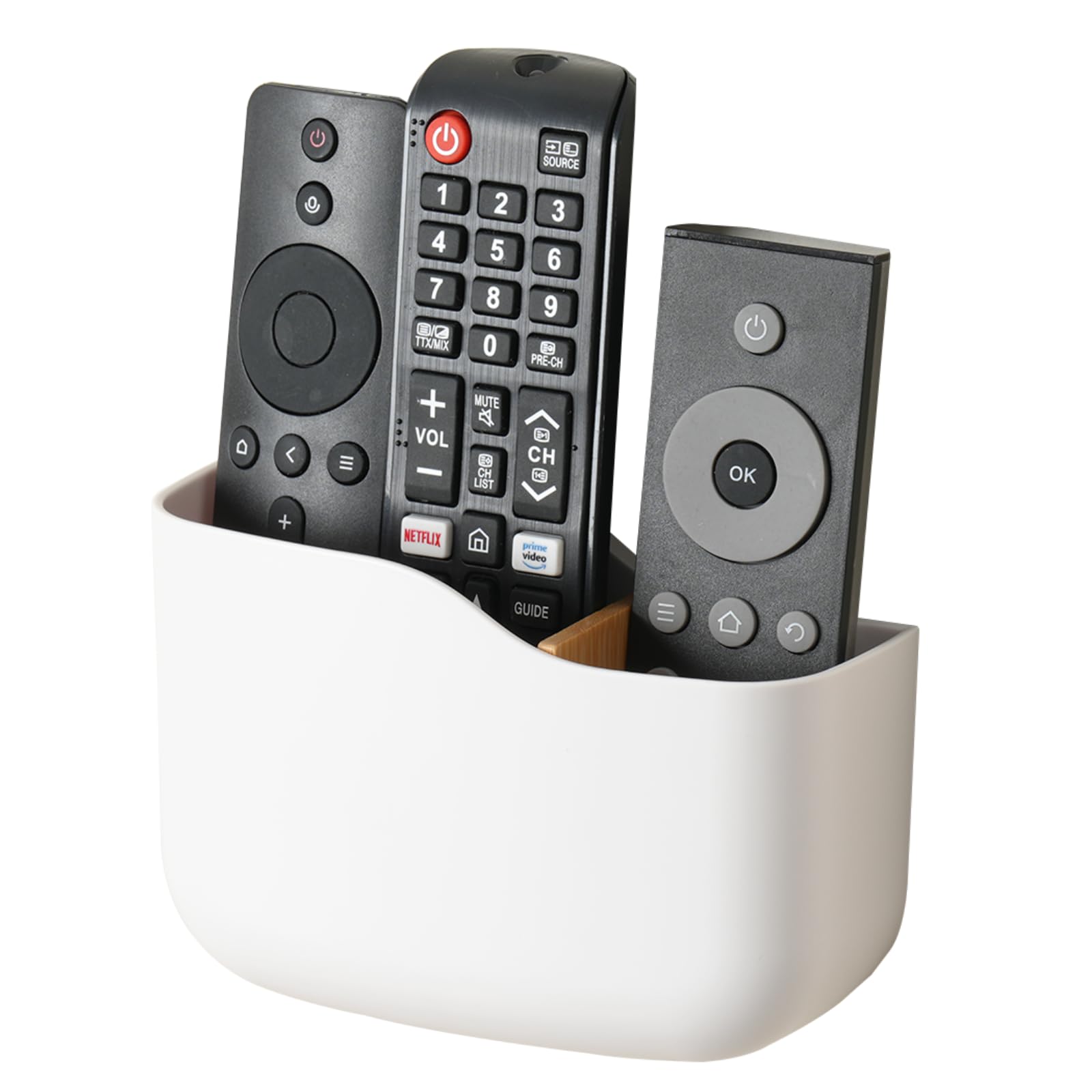 LINFIDITE TV Remote Holder Wall Mount Remote Control Holder for Bed Universal Bedside Wall Remote Holder Caddy Organizer Hole-Free Remote Control Holder (For 2 Or 3 Remote Controls–White–Quantity1