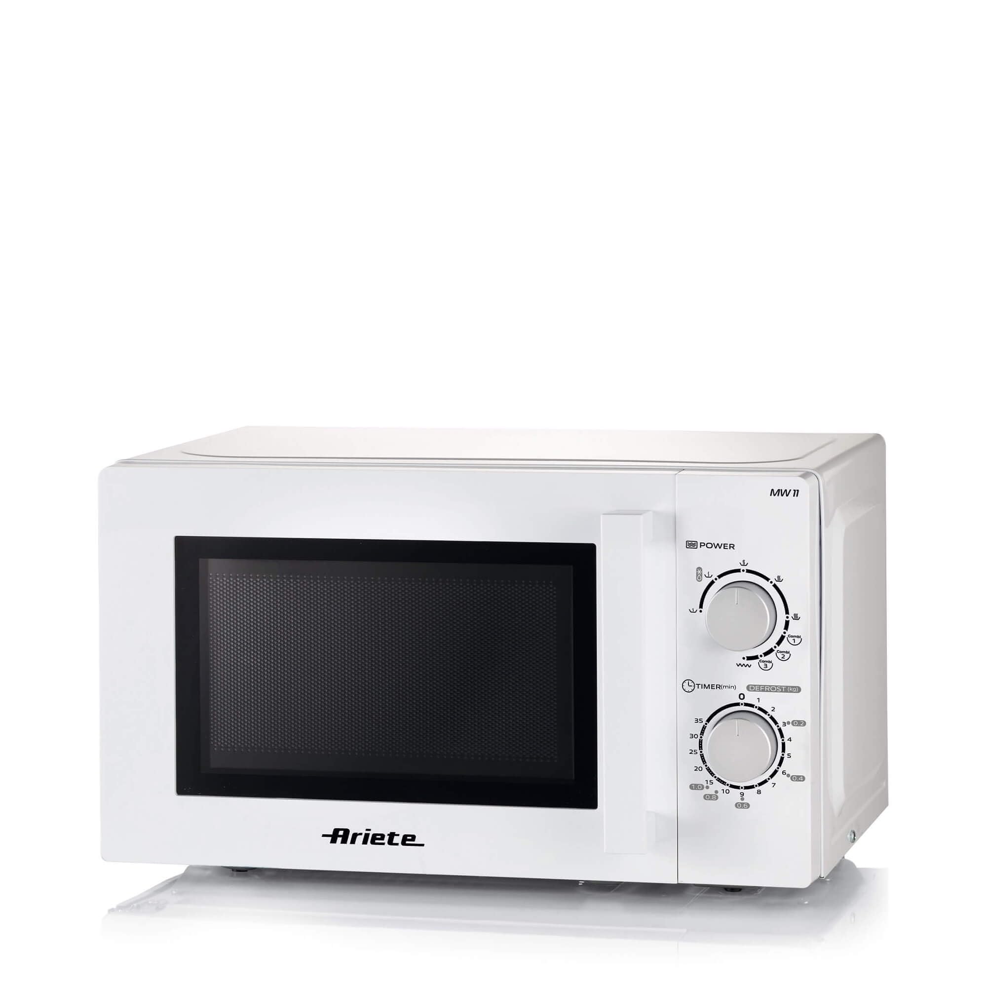 Ariete 952, Forno a Microonde Combinato, 20 litri, Riscalda, Cuoce e Scongela, 5 Livelli di Potenza, 3 Funzioni Combinate, Grill, Piatto Girevole 25.5 cm, Timer 35 minuti, Bianco