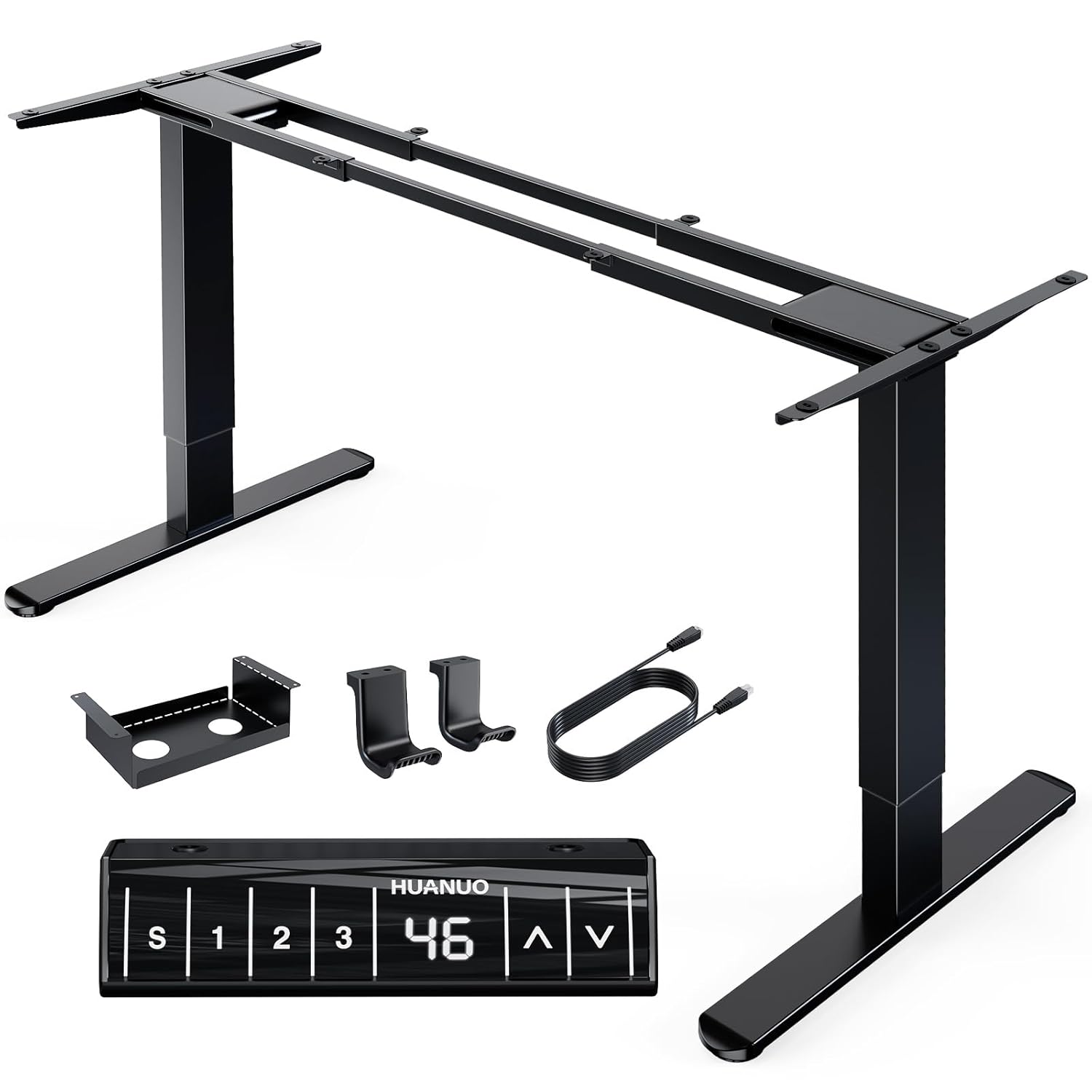 HUANUO Electric Standing Desks Frame with 265 lbs Dual Motor Thick T-Shaped Desk Legs Made of Automotive Grade