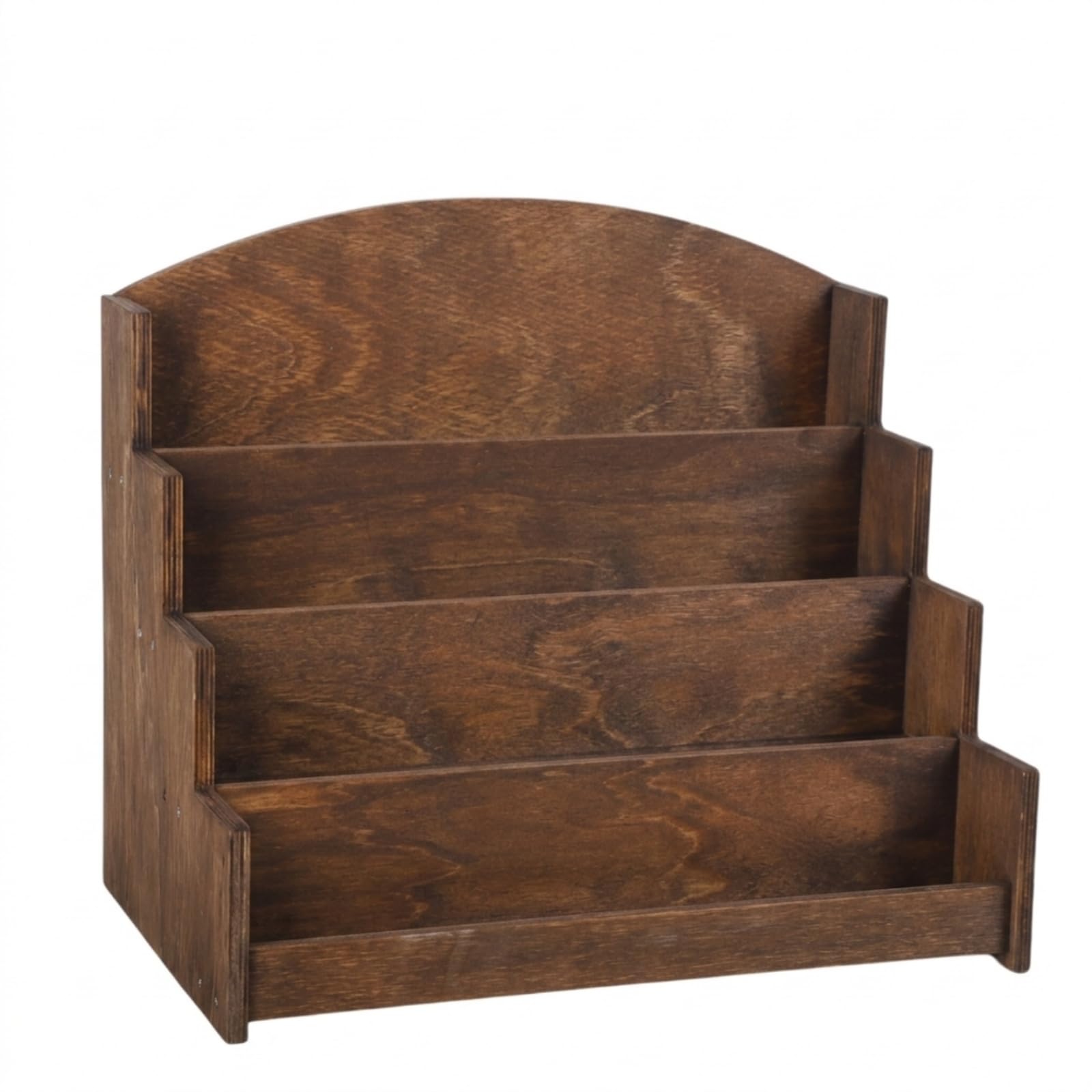 KESOTO Children Book Rack Scaffale Libreria Espositore Mensola Organizzatore in Legno Massello Compatto a Gradini per Cartoline Lettere Documenti Libri, Marrone Scuro, 41.5 26.2 36.5cm
