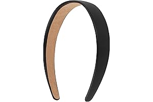1 Inch Black Vegan Leather Headband for Women and Girls