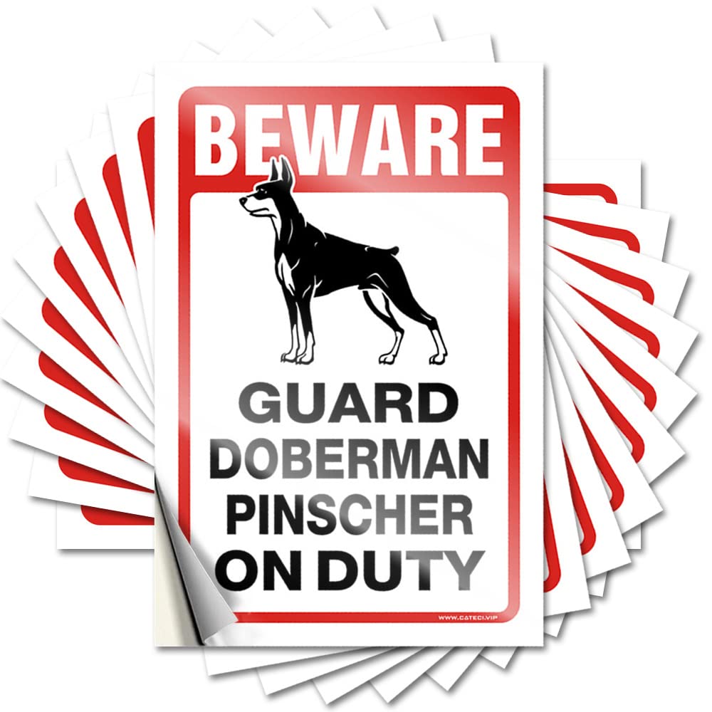 Beware! Guard Doberman Pinscher On Duty Guys Badass - Stickers Helmet Waterproof Decal(6X9CM)