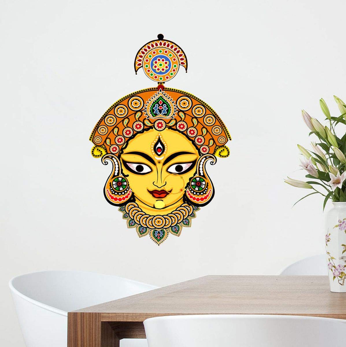 Decor Villa™ PVC Vinyl Maa Durga 3D Wall Sticker JUST Peel & Stick New Modern
