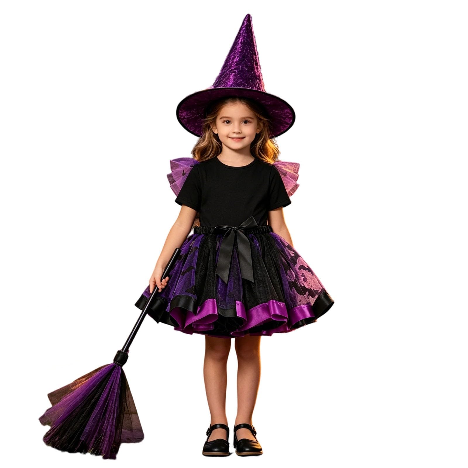 Witch Costume Kids Girls Halloween Cosplay Fancy Dress Set Witches Outfits