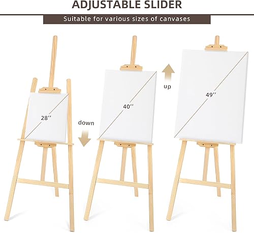 Miniatura 4 de Caballete de madera ajustable para pintura, caballete de arte con capacidad para hasta 48 pulgadas, lienzo de pintura para letrero de boda y póster,
