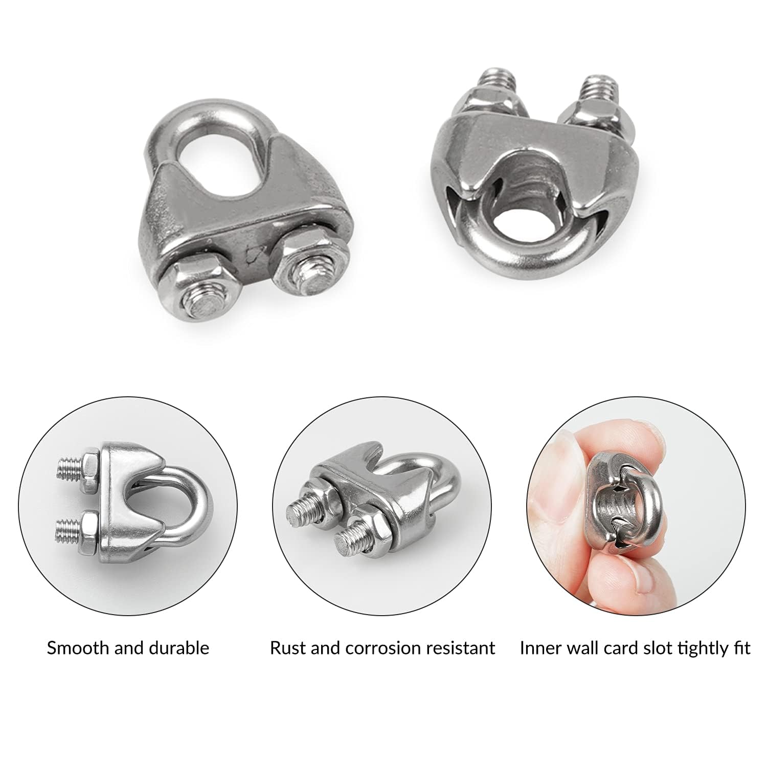 10 Morsetti Cavo In Acciaio Inox M5 - Serracavi Per Funi Metalliche Da 5mm - Fissaggio Sicuro